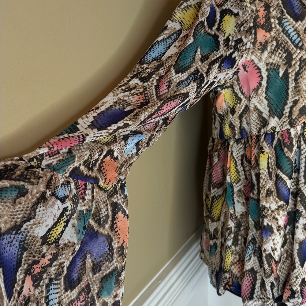 Peach Love California Colorful Snake Print Blouse - Picture 4 of 6
